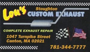 Lou's Custom Exhaust Business Card.